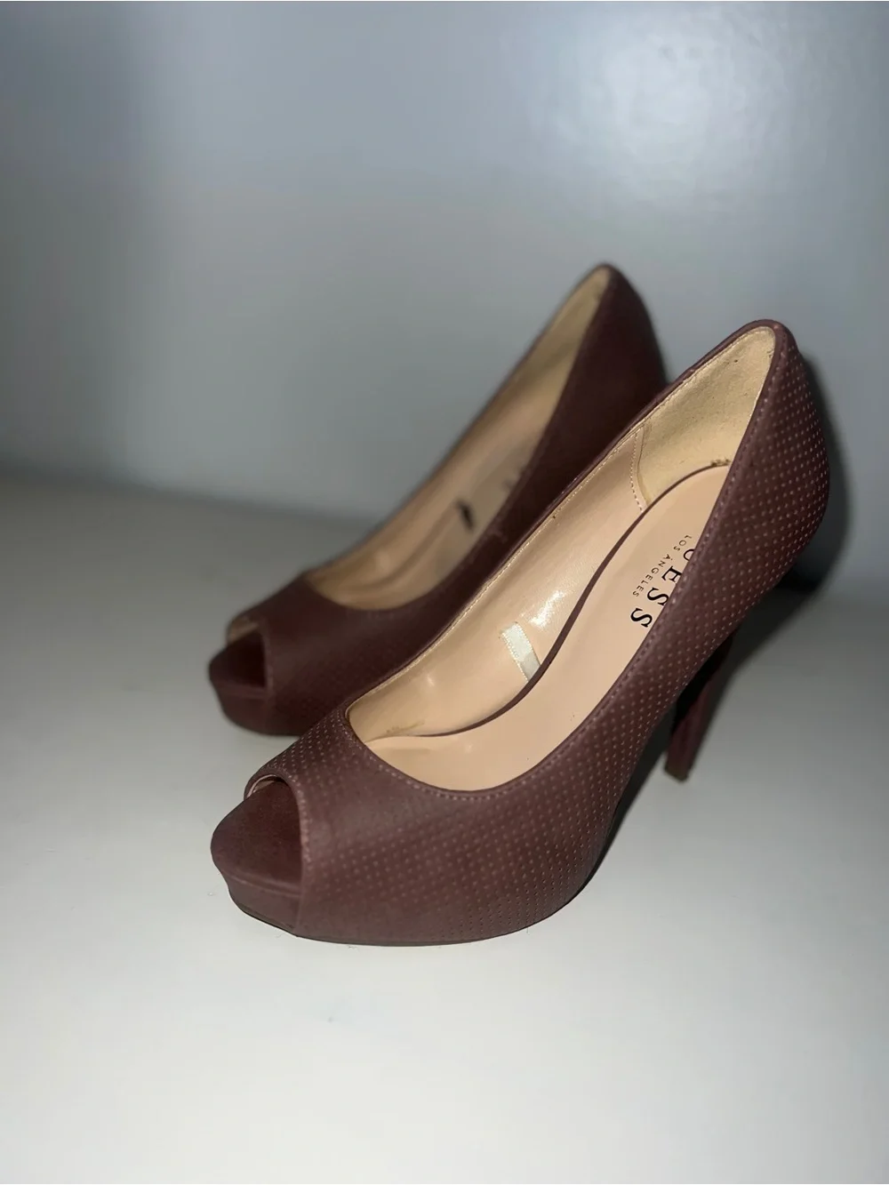 GUESS Mauve Peep-Toe Stiletto Pumps
